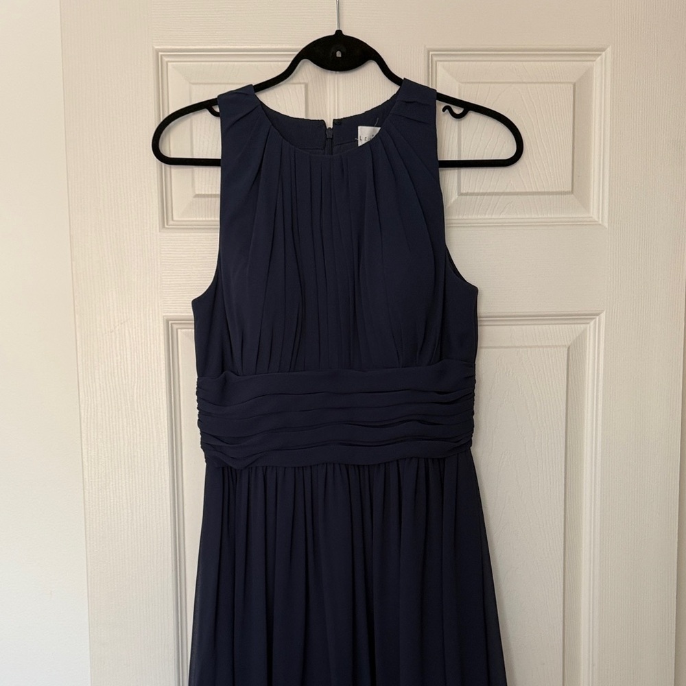 Elegant Navy Sleeveless chiffon Dress
